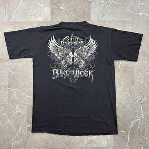 Daytona Bike Week Graphic Tee Mens XL Distressed Skull Wings Motorcycle Shirt